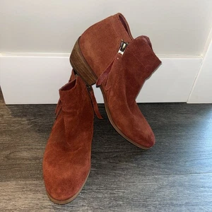Sam Edelman Stiefeletten Gr. 8,5 Packer rostrot orange Wildleder Leder Stapelabsatz Knöchel - Bild 1 von 9