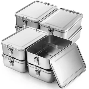 8 Pcs Stainless Steel Food Containers 2400ml Metal Bento Lunch Box Stainless ... - Picture 1 of 7