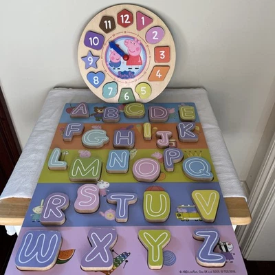 Peppa Pig Colorful Clock And Alphabet Puzzles - Image 1 of 3