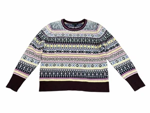 J. Crew Fair Isle Damenpullover mit Paillettenverzierung Lammwolle Large Urlaub - Bild 1 von 6