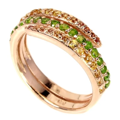 925 Sterling Silver Ring Round Chrome Diopside Sapphire Gemstone Jewelry Size 7 - Image 1 of 4