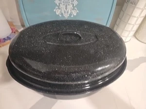 Granite Ware F0508-2 15" Negro Ovalado Cerámica sobre Acero Tostador. - Imagen 1 de 10