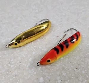Lot of 2 Rapala Finnish Weedless Minnow Spoons 3" long 1/2 oz. Gold & Tiger - Picture 1 of 6