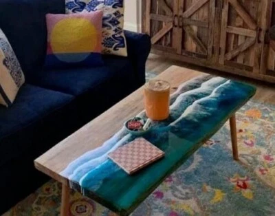 24" x 12" Epoxy Resin Coffee Side Table Top Home Decor Accent - Image 1 of 4