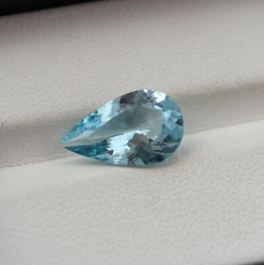 2.39 Carat 13.3x8.2 MM Natural Blue Aquamarine Pear Cut Gemstone - Picture 1 of 5