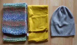 Strickmütze+2 Loopschals Gelb,Bunt,Grau Döll,s.Oliver,kis me Gr.57 Paket59/23 - Bild 1 von 5