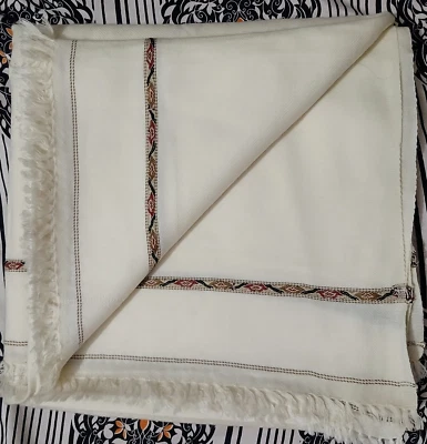 Manta chal tejida a mano afgana 100 % lana de gran tamaño - envoltura suave y cálida 262 x 132 cm Foto 1 de 4