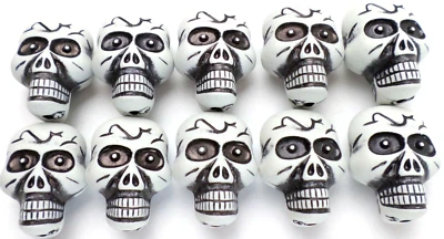 10 cuentas de calaveras grandes de doble cara acrílicas de resina gris claro y negro 35x26 mm Foto 1 de 4