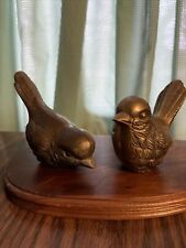 Vintage Brass Birds Sculpture Figurines Set Of Two KOREA MCM Male & Female Pair