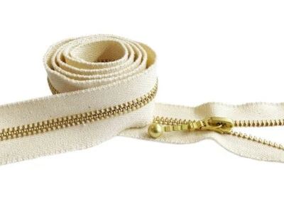 Хлопковая лента YKK #5 латунь (заказная молния) закрытый конец выберите длину, слайдер - Изображение 1 из 2