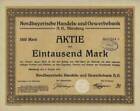 Nordbayerische Handels- & Gewerbebank AG 1923 Nürnberg Viehmarktbank 1000 Mark