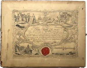 1854 NEW YORK MARINE SOCIETY HONORARY CERTIFICATE ILLUSTRATED ELIAS P DRAKE RARE - Picture 1 of 8