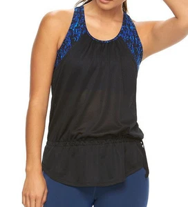 Gaiam Women's Olympia Black / Cobalt Leopard Print Yoga Tank - Size S/M NWT - Picture 1 of 2