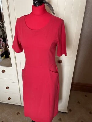 Vestido midi WOOLOVERS para damas talla S rojo mezcla de algodón jersey manga corta NUEVO Foto 1 de 4
