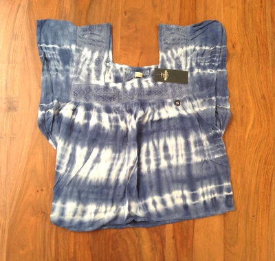 Nuevo Top Campesino Hollister Mujeres Azul Corbata Teñida Bordada Mangas Acampanadas XS S Foto 1 de 4