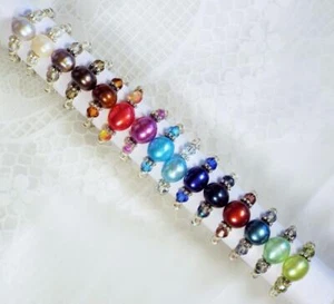 ANILLOS ELÁSTICOS DE PERLAS DE AGUA DULCE CYNTHIA LYNN ""GEMAS DE RÍO"" PLATA ESTERLINA 15 CLRS - Imagen 1 de 16
