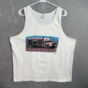 Vintage 90s Bud Light Block Party Budweiser Tank Top T Shirt Adult XL White Mens - Picture 1 of 12