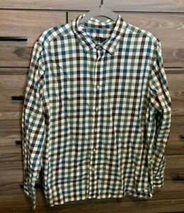 Men's The North Face Long-Sleeve Button-Down Shirt Size Large White/Blue/Green