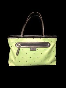 kate spade New York  tote Green W/ Black Polka Dots Rare Retired Authentic