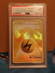 PSA 9 Holo Lightning Energy 91 Ampharos HGSS Base Pokemon Tarjeta de Juego Crosshatch - Imagen 1 de 2