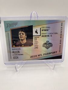 2018 Panini Prestige Josh Allen Passport Rookie RC #PP-JA Buffalo Bills