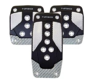NRG Innovations Black Aluminum Sport Pedal with Silver Carbon Fiber PDL-400BK - Picture 1 of 3
