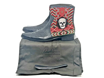 Botas de cuero Epic para hombre talla 13 Donald Pliner firma con cuentas suroeste calavera Foto 1 de 4