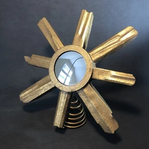 Suzanne Kasler Sunburst Baumspitze Ballard Designs Gold vergoldet Metall Spiegel 10" - Bild 1 von 9