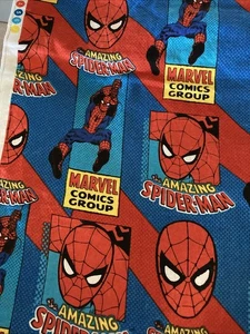 Camelot Fabrics Marvel Spiderman Comic  Cotton 2  yds Red Blue Yellow washed - Picture 1 of 4
