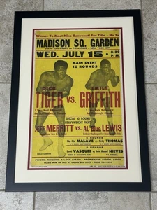 Affiche boxe sur place 1970 Emile Griffith vs Dick Tiger rare variante erreur de nom - Photo 1/5