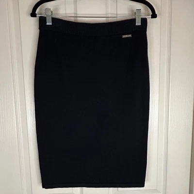 MICHAEL KORS черный вязаный карандаш юбка Midi назад разрез размер S - Изображение 1 из 4