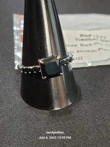 Bomb Party RBP7577- Timeless Glam, Sz 11 Black Onyx Cubic Zirconia on Rhodium - Picture 1 of 4