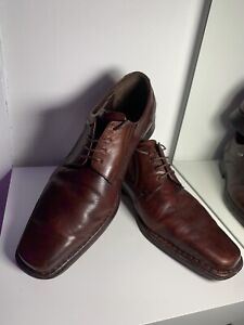BUGATTI Mens Gents UK 12 EU 47 red Brown Smart Formal Lace Up Derby Dress Shoes