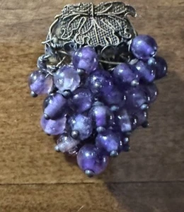 Bellissima spilla uva pendente ametista sterling vintage - Foto 1 di 2