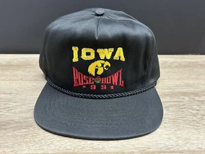 Vintage 1991 Rose Bowl Iowa schwarz Calhead Snapback Mütze Kappe neu ohne Etikett - Bild 1 von 12