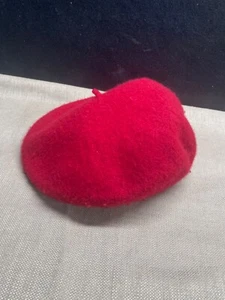 Talbots 100% Wool One Size Beret Hat Red see pics - Picture 1 of 10