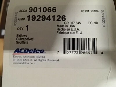Suspension Strut Bellows ACDelco 901-066 Foto 1 de 2
