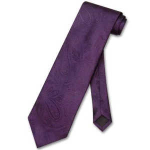 Vesuvio Napoli NeckTie DARK PURPLE Color Paisley Design Mens Neck Tie - Picture 1 of 2