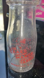 Vintage Craeg Manor Farms, Inc Milchflasche, Barneveld NY halbes Pint. - Bild 1 von 5