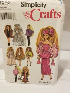 Simplicity Craft Pattern 7952 1997 ~ Ropa para Barbie de Wendy Everett - Imagen 1 de 3