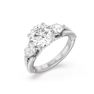 Engagement Ring Lab Grown Round Diamond 2.3 Carat IGI Certified 18k White Gold - Image 1 of 4