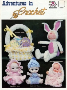 Adventures In Crochet Baby Puppet, Cupie Do's, Wabbit, Monkey Leaflet 019-93 NOS - Picture 1 of 5