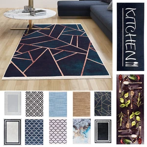 MACHINE WASHABLE RUGS AND RUNNERS SOFT NON-SLIP LIVING ROOM KITCHEN MATS - Picture 1 of 134