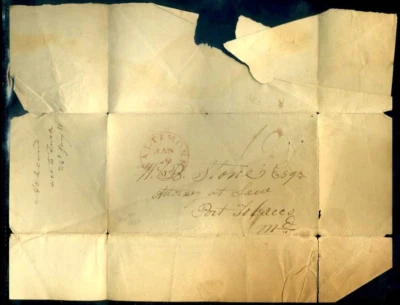 1838 Red Baltimore, Md 10¢ folded letter to Port Tobacco, Md - Image 1 of 2