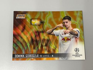 2020-21 Stadium Club Chrome UCL Dominik Szoboszlai #77 Orange Yellow Wave