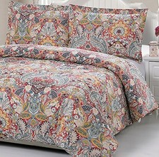 100% Cotton Paisley Pattern Duvet Cover Set Full queen 2 Pillowcases Included