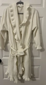Softies Women’s Chenille Short Robe Ruffles Cream Colored Ruffle Trim XL Xlarge - Picture 1 of 2