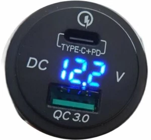 USB QC 3.0 and Voltmeter with Type C +PD - Photo 1 sur 5