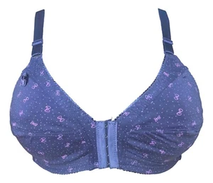 Soutien gorge 95D bleu noeuds et pois sans armatures ouverture sur l' avant - Picture 1 of 1