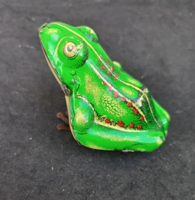 Ancien jouet mécanique grenouille tôle années 50/60 - Photo 1/4